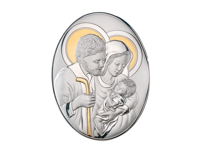 OVAL SACRED PANEL "HOLY FAMILY" WITH GOLD 